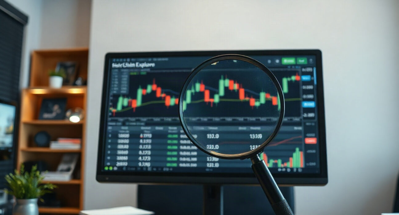 On-chain analyst monitoring a cryptocurrency wallet transfer on a blockchain explorer.