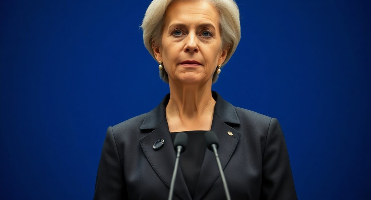 ECB President Christine Lagarde speaking at a press conference in Frankfurt.