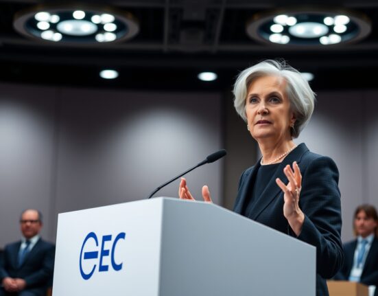 ECB President Christine Lagarde addressing commodity market volatility and supply chain issues in Frankfurt speech