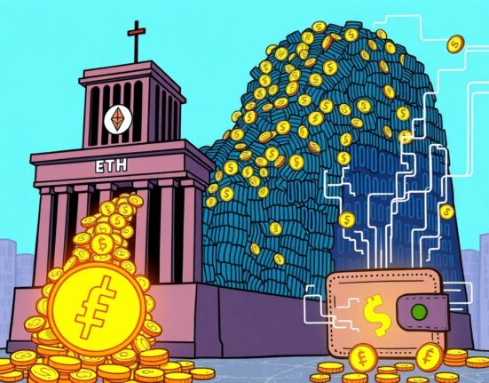 A cartoon illustrating a large ETH transfer from FalconX, symbolizing significant institutional crypto movements.