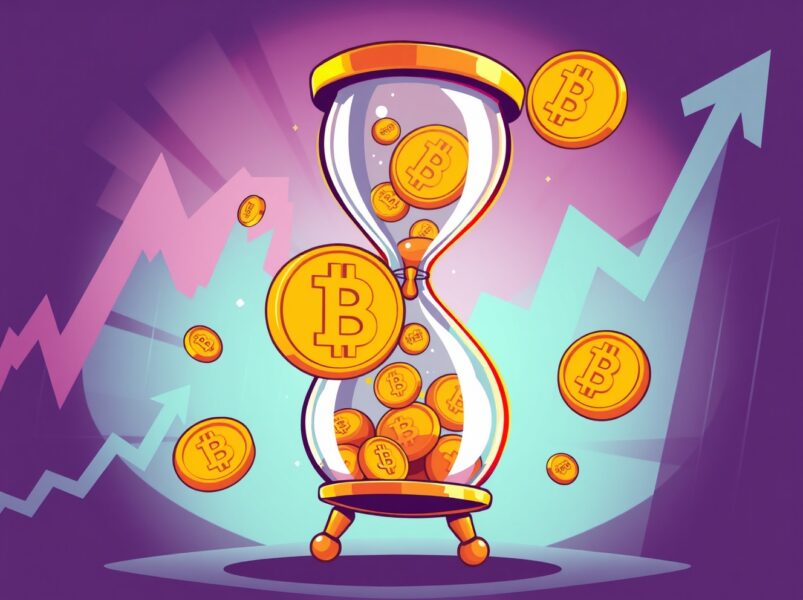 Golden hourglass showing final opportunity to buy Bitcoin under $90K before price surge