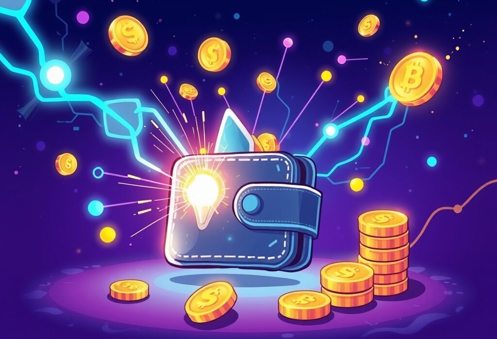 A cartoon illustration depicting Lava Payments' digital wallet innovation, securing $5.8M in seed funding for AI monetization.