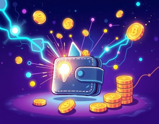 A cartoon illustration depicting Lava Payments' digital wallet innovation, securing $5.8M in seed funding for AI monetization.