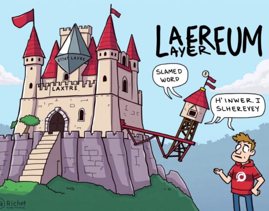 Cartoon showing a shaky Layer 2 platform connected to a solid Layer 1, questioning its inherited Layer 2 security.