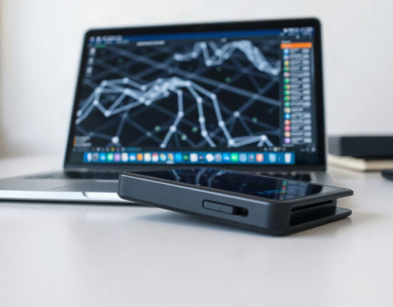 A hardware wallet device on a desk, symbolizing Ledger's security fix for the Ethereum app vulnerability.
