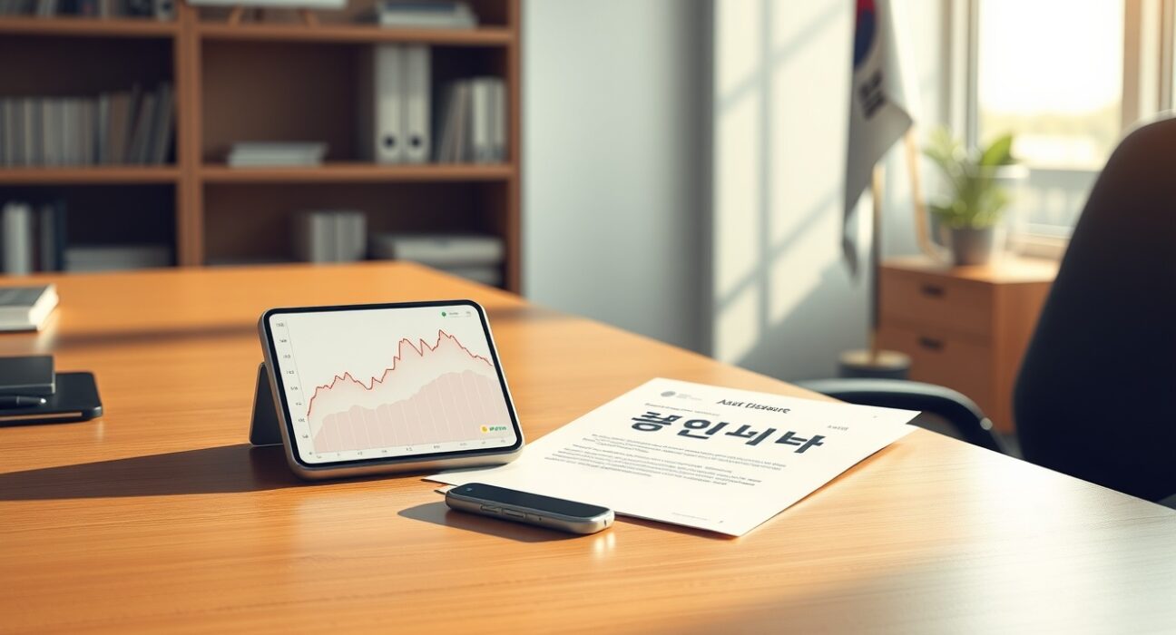 Official government document and smartphone showing cryptocurrency portfolio representing Lee administration asset disclosures