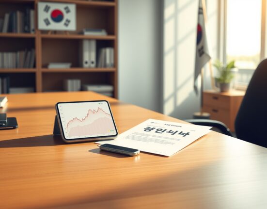 Official government document and smartphone showing cryptocurrency portfolio representing Lee administration asset disclosures