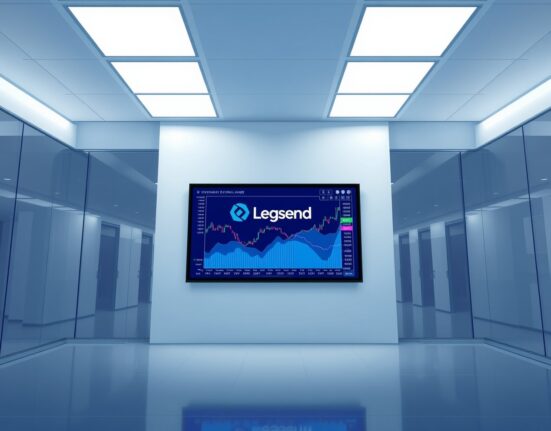 Legend protocol decentralized exchange interface displayed on a screen in a modern office, representing the $3.5M seed funding announcement.