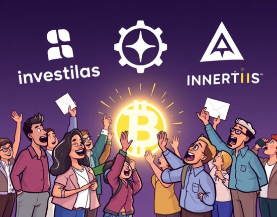 A vibrant cartoon illustration showing the positive impact of Legion funding on retail crypto investment, symbolizing growth and accessibility.