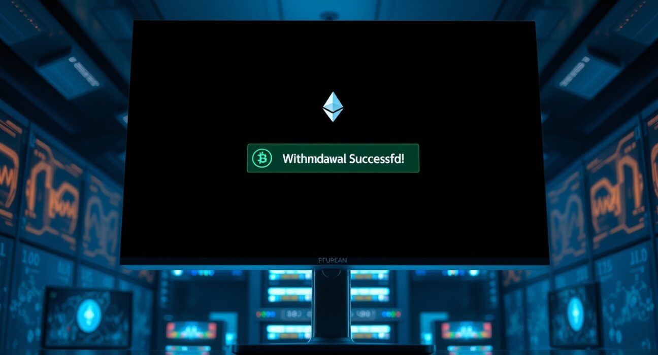 Lighter Perp DEX interface showing a successful ETH withdrawal using ZK proofs on a monitor in a modern trading room.
