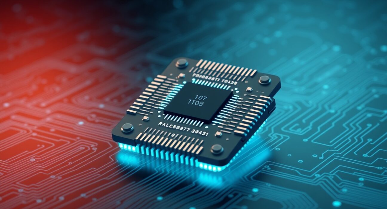 Quantum computer processor representing Lightning Network's cryptographic vulnerability to quantum computing attacks.