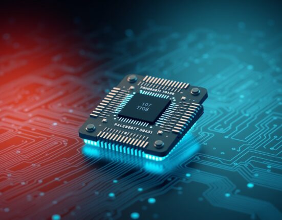 Quantum computer processor representing Lightning Network's cryptographic vulnerability to quantum computing attacks.