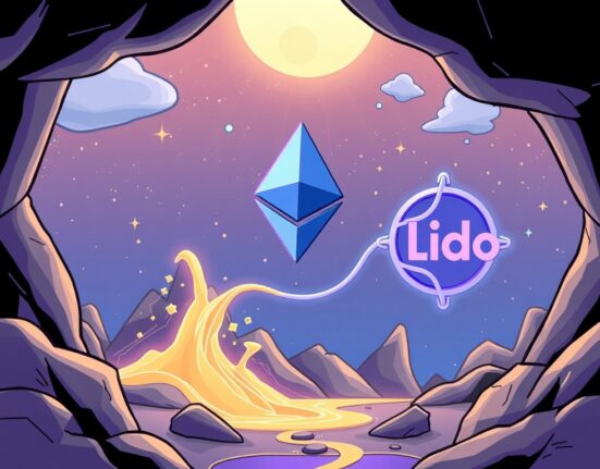 A cartoon illustration showing Linea ETH staking, representing seamless integration for enhanced capital efficiency on an Ethereum Layer-2 network.