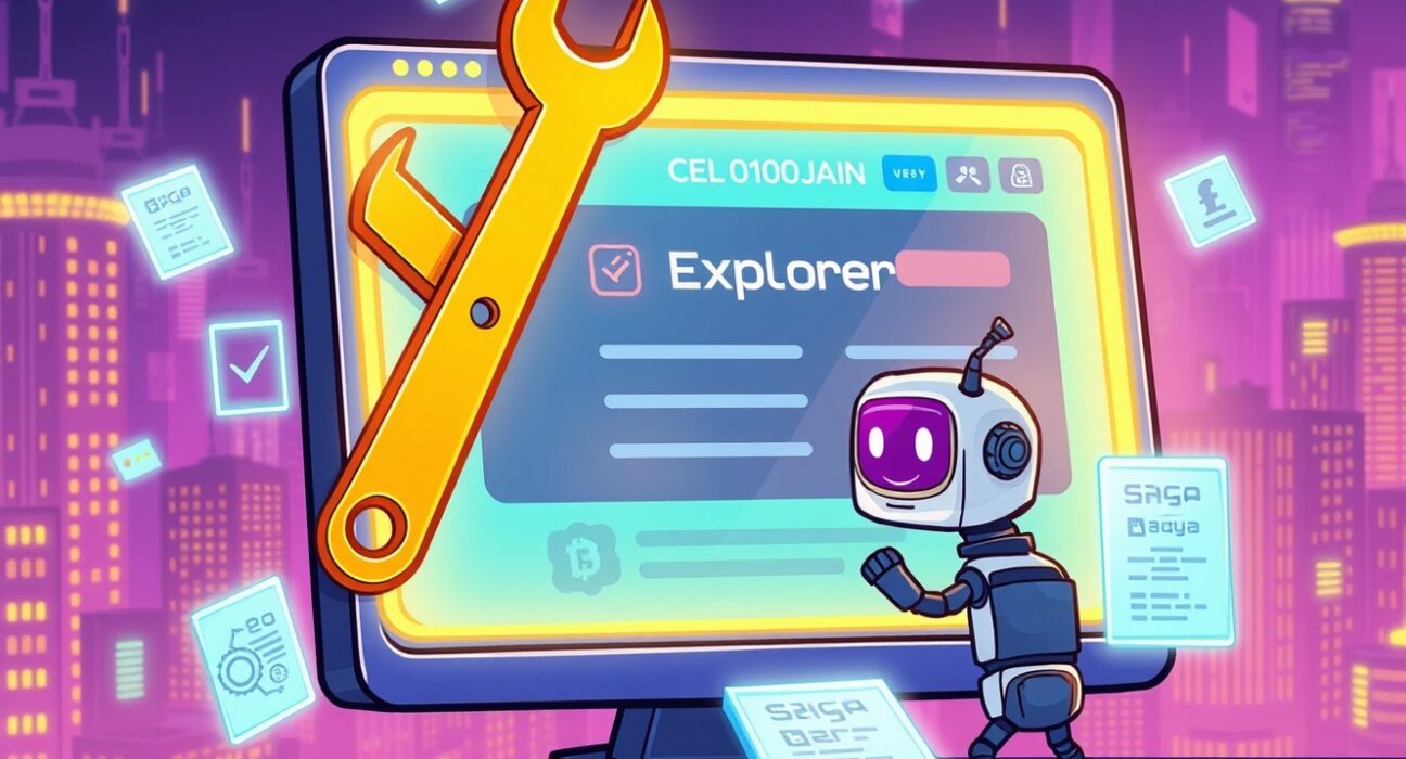 A cartoon robot performing crucial Lineascan maintenance on a digital screen, signifying temporary data update delays.