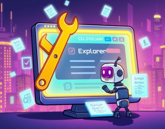 A cartoon robot performing crucial Lineascan maintenance on a digital screen, signifying temporary data update delays.