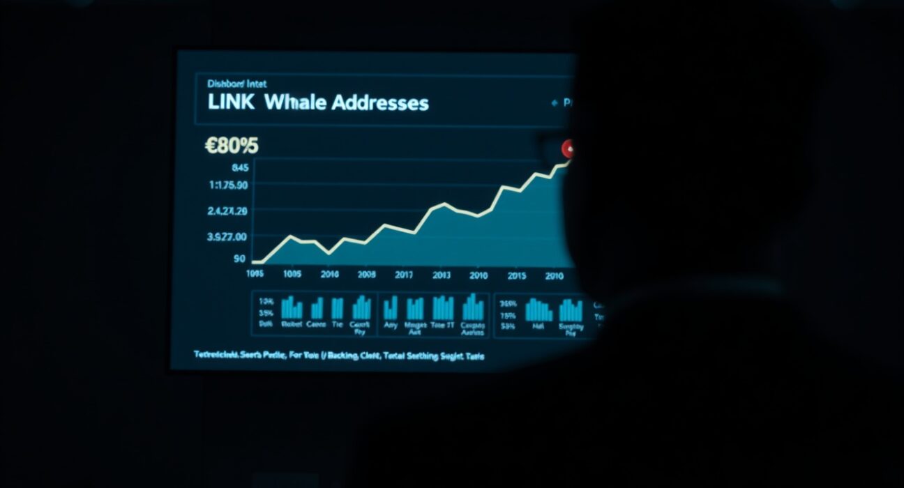 Analyst viewing a dashboard showing LINK whale addresses reaching a record 805