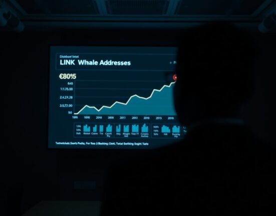 Analyst viewing a dashboard showing LINK whale addresses reaching a record 805