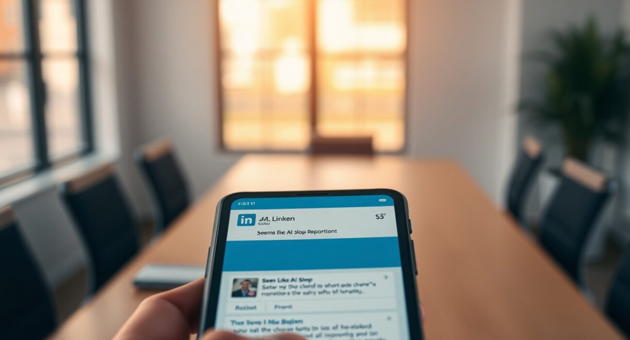 LinkedIn app showing new 'Seems like AI slop' reporting button for flagging AI-generated content