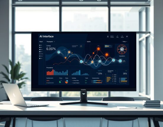 AI-powered enterprise procurement dashboard interface showing automated workflow visualizations for