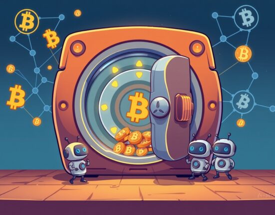Cartoon illustration of a secure digital vault representing the successful $2.8M funding for Liquidity vault RockSolid, opening new DeFi access.