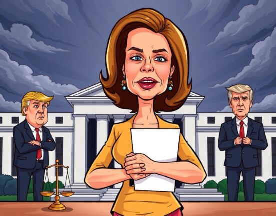 Cartoon illustrating the Lisa Cook lawsuit challenging the Federal Reserve's decision, symbolizing a significant legal battle.