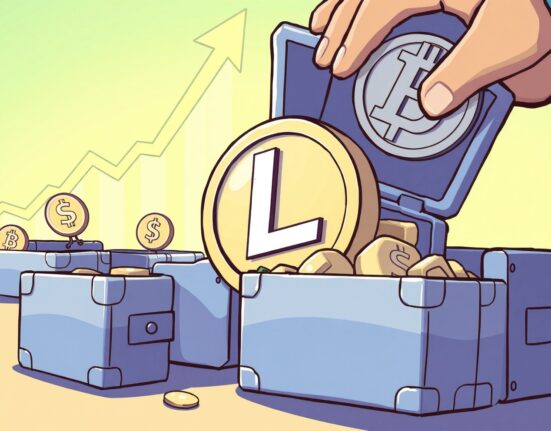 Cartoon illustration showing large investors accumulating Litecoin, symbolizing the recent significant market surge.