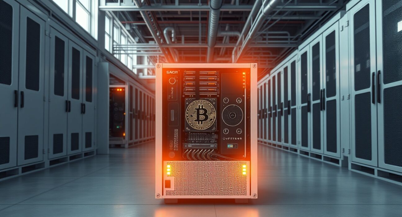 Industrial Bitcoin mining operation at a Nasdaq-listed company like LM Funding America.