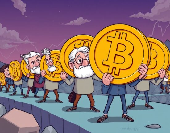 Cartoon illustrating resilient long-term BTC holders steadfastly holding their Bitcoin, symbolizing enduring commitment.
