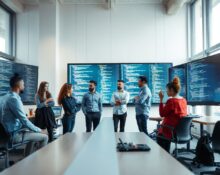Stockholm startup Lovable team collaborating on AI coding platform in modern office