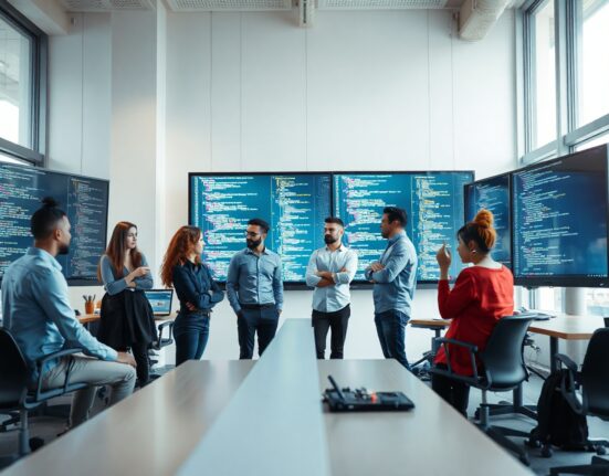 Stockholm startup Lovable team collaborating on AI coding platform in modern office