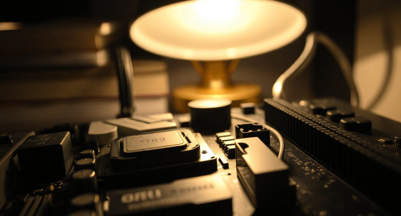 Close-up of a CPU and GPU on a motherboard, representing mining hardware for the BIP-110 chain.