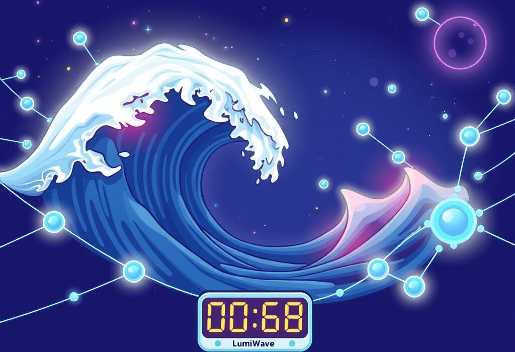 An illustration of the upcoming LumiWave mainnet launch, symbolizing a new era for IP blockchain technology.