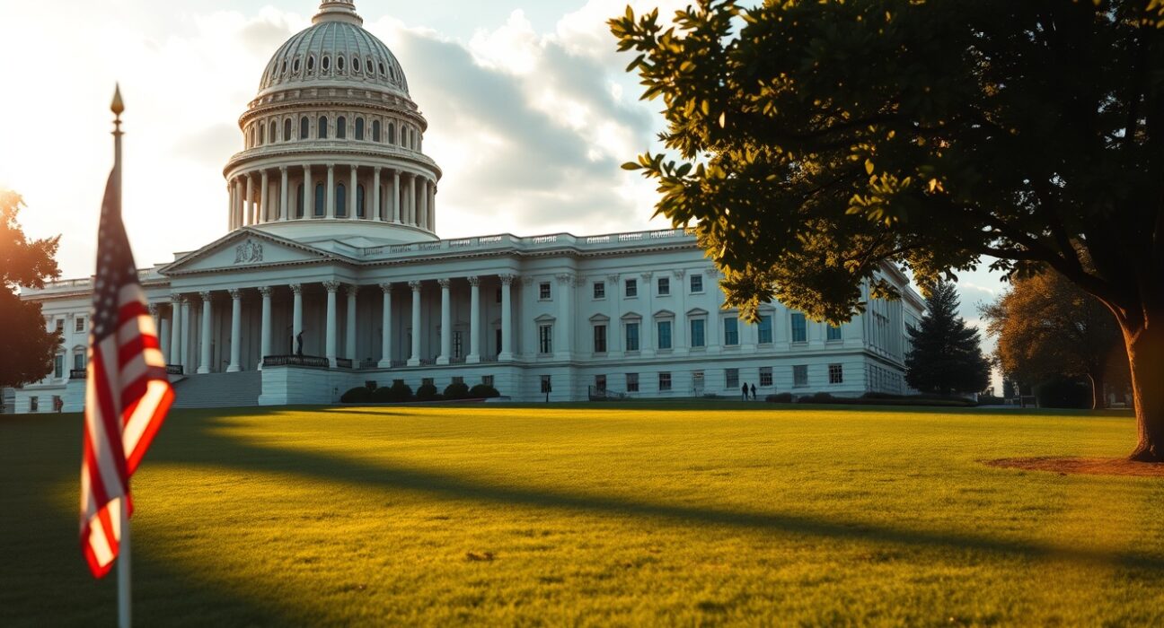 U.S. Capitol building on a sunny afternoon, representing the legislative push for crypto customer asset protection.