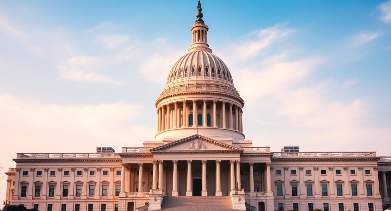 U.S. Capitol Building on a sunny day, symbolizing legislative action on crypto regulation.