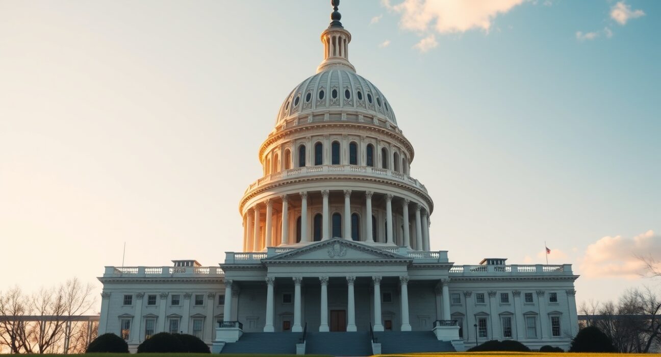 U.S. Capitol building on a sunny morning, symbolizing the CLARITY Act markup.