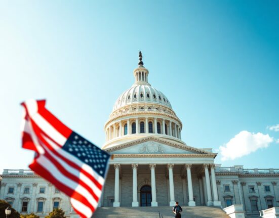 United States Capitol building on a sunny day with American flag, symbolizing legislative action on the Clarity Act.