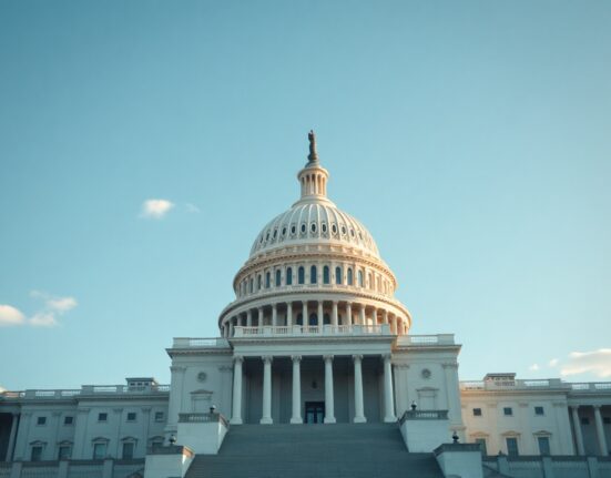 U.S. Capitol building under a clear sky, representing Senate legislative activity on cryptocurrency bills.