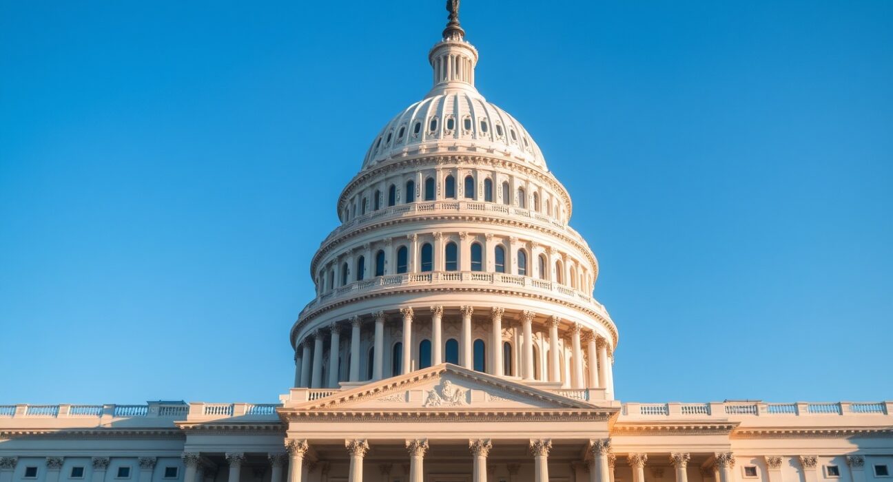 U.S. Capitol building exterior under a clear sky, symbolizing legislative action on the CLARITY bill.
