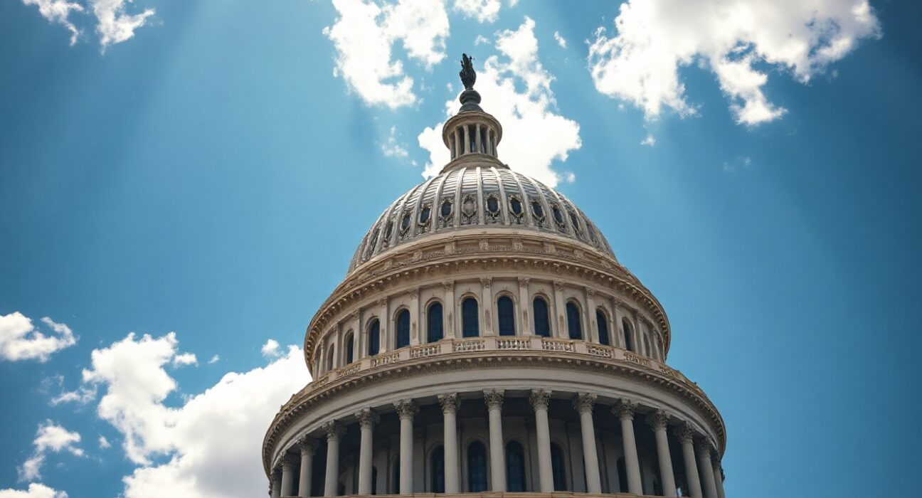 U.S. Capitol Building on a clear day, symbolizing legislative action on cryptocurrency regulation.