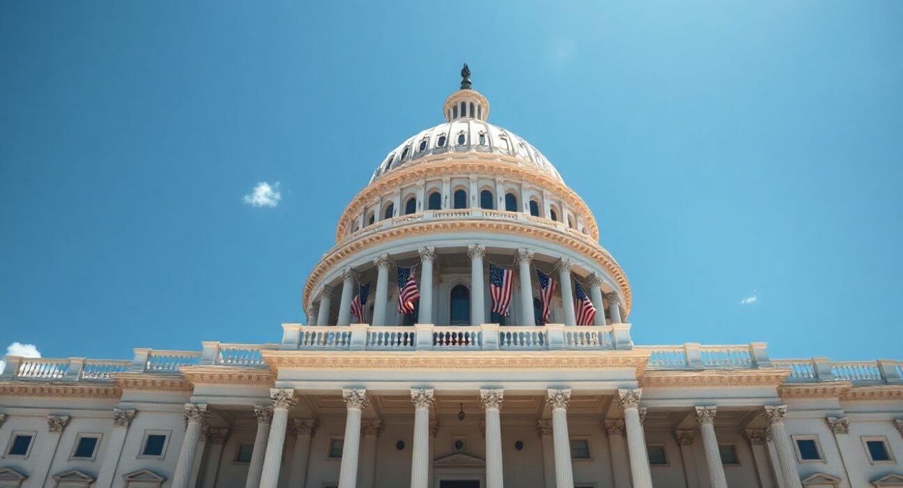 US Capitol building on a sunny day, representing the legislative setting for Senator Lummis's Clarity bill warning.