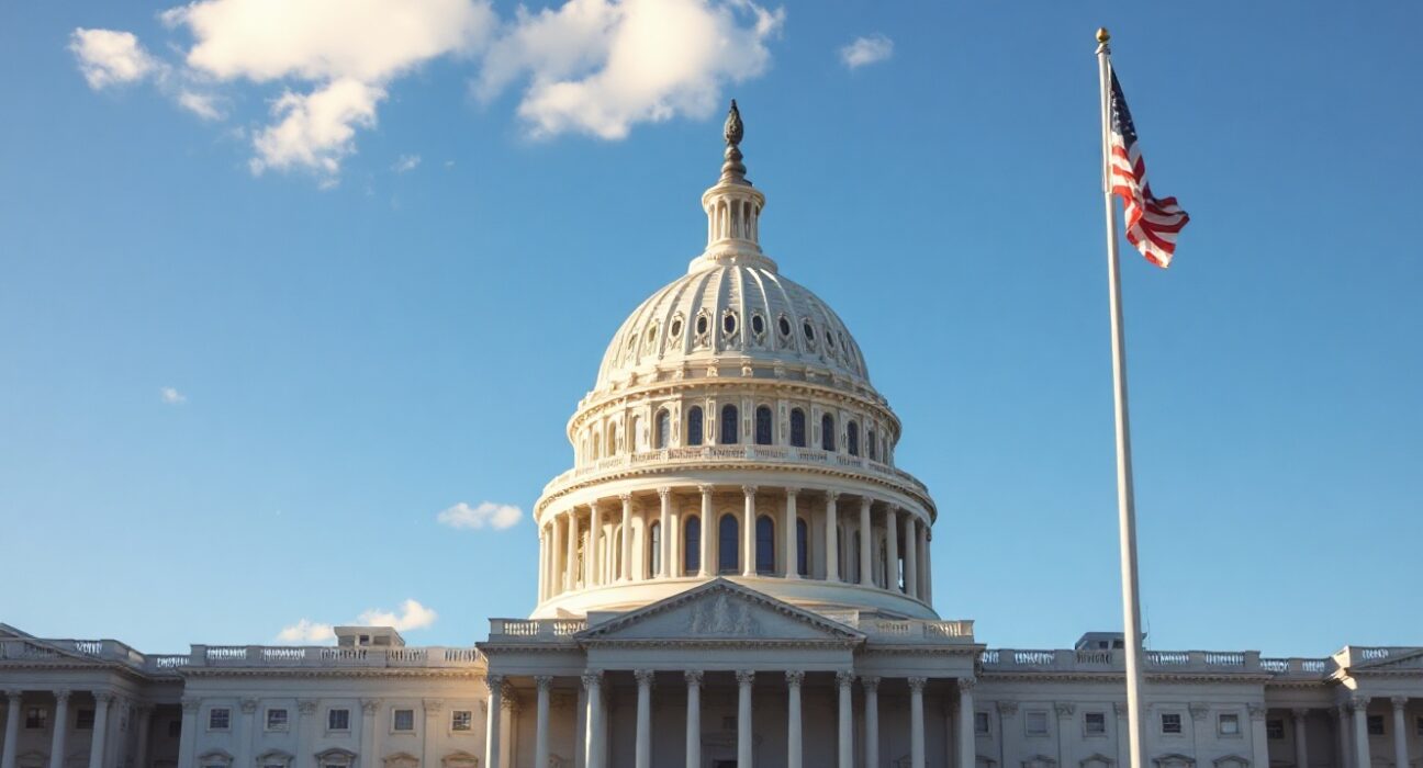 US Capitol building on a sunny day, representing federal cryptocurrency legislation