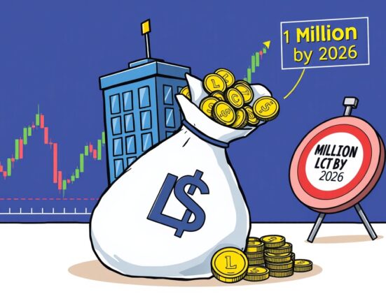 Cartoon illustration showing Luxfolio securing significant capital for its ambitious Luxfolio LTC investment strategy.