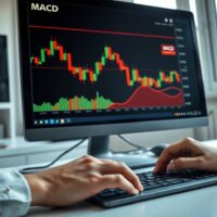 Trading screen showing MACD indicator on candlestick chart