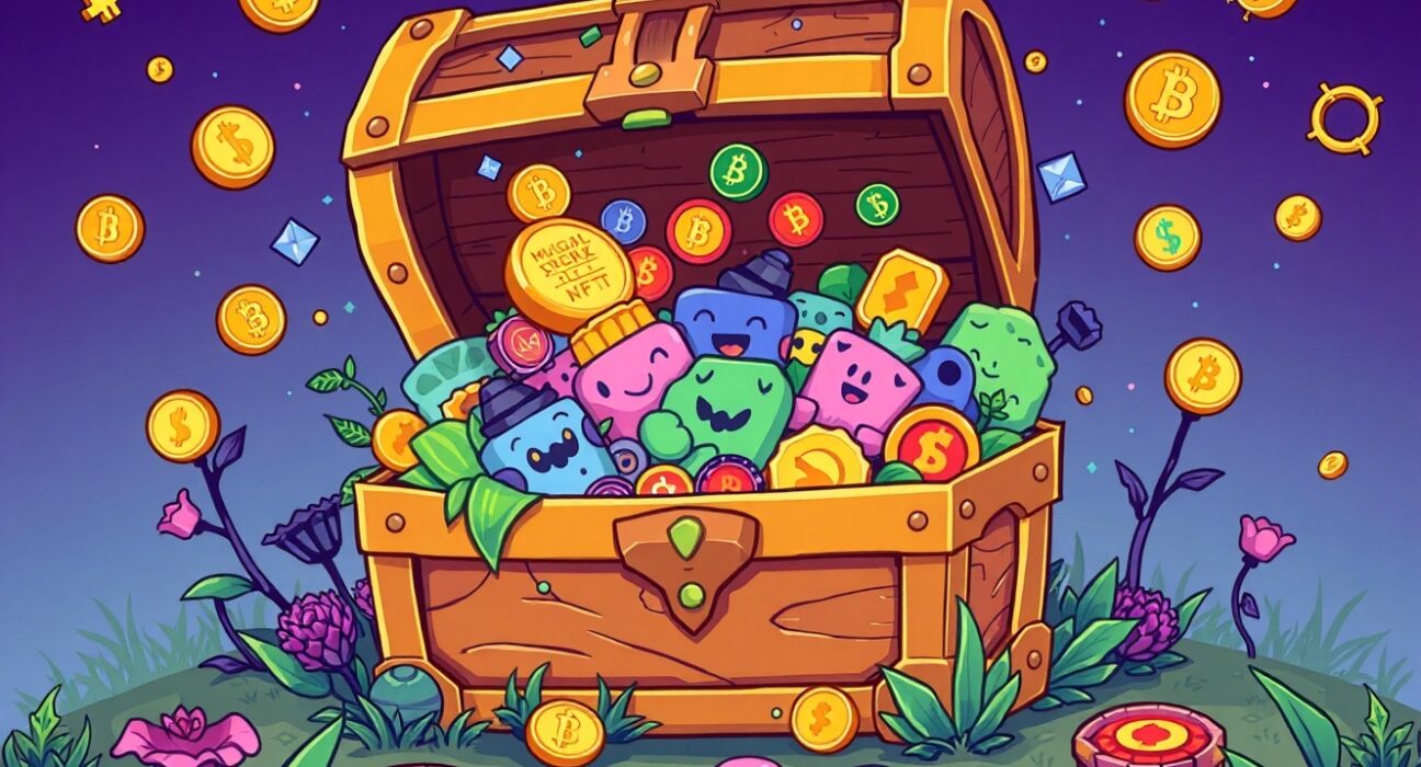 Magic Eden ME token buyback program illustrated as digital treasure in blockchain garden