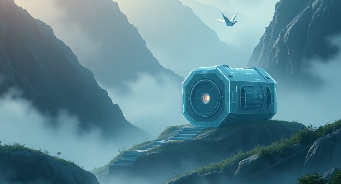 Illustration of the Makina DeFi protocol hack showing a security breach in a digital finance system.