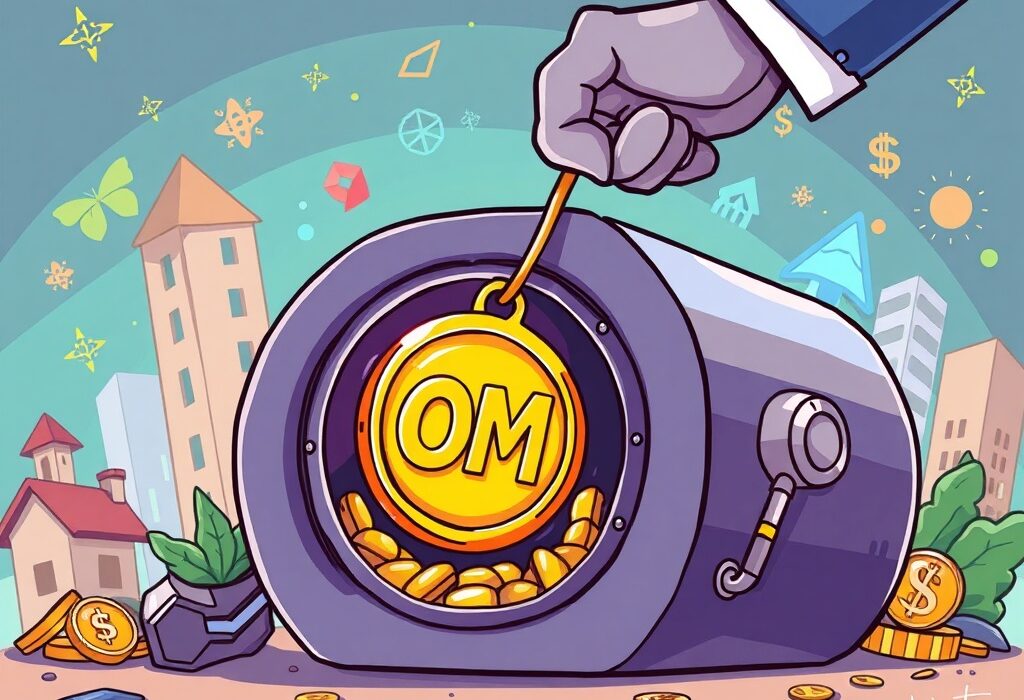 Cartoon illustrating Mantra's strategic $25M Mantra token buyback, enhancing OM token value and investor confidence.