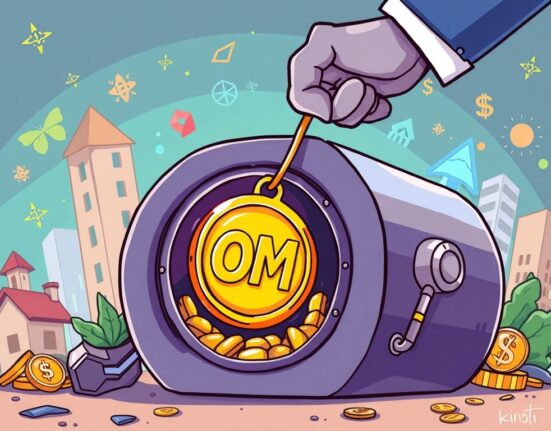 Cartoon illustrating Mantra's strategic $25M Mantra token buyback, enhancing OM token value and investor confidence.