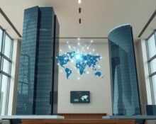 Manus AI acquisition symbolizes US-China tech competition with neural networks between Silicon Valley and Beijing skyscrapers.