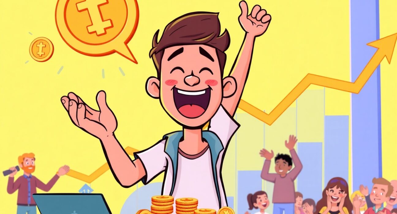 An animated depiction of an investor executing MAPO buybacks, symbolizing commitment to the token's future and community growth.