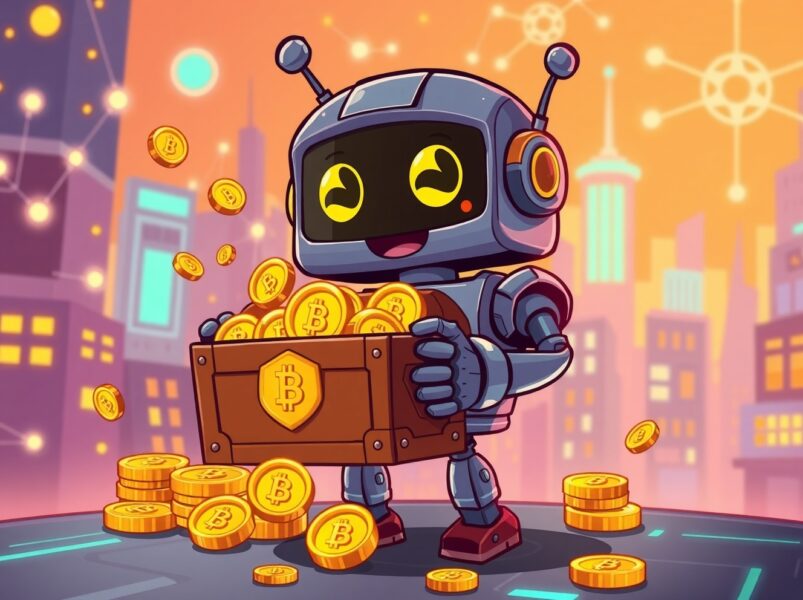 A cartoon illustration symbolizing the strategic MAPO token buyback, showing value being collected for the ecosystem.